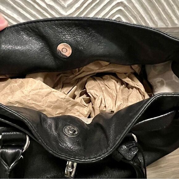 Michael Kors Black Hamilton Slouch Satchel Pebbled Soft Leather Silver Padlock - Picture 8 of 16